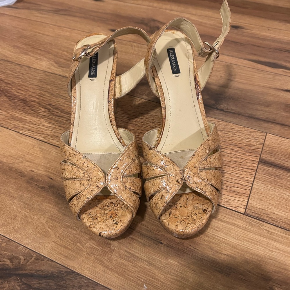 Aldo Beige Cork Wedge Sandals